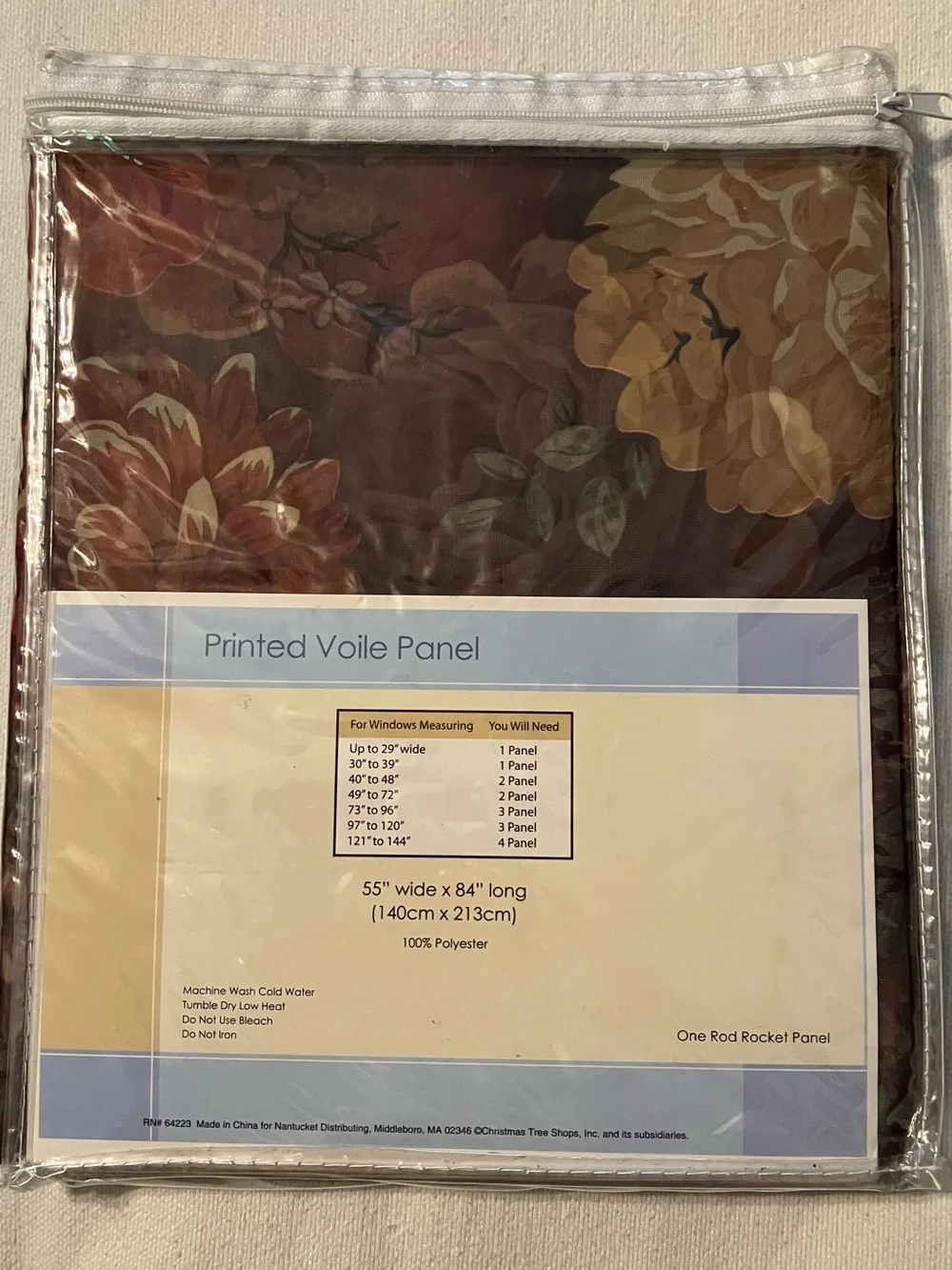 2 Floral Curtain Panels